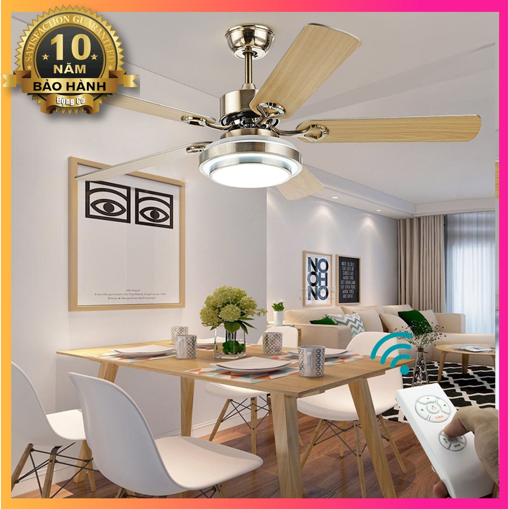 Đèn quạt trần LUXURY DECORATIVE FAN LAMP Cánh Gỗ, đèn LED - Đèn quạt trần trang trí chung cư, căn hộ cao cấp