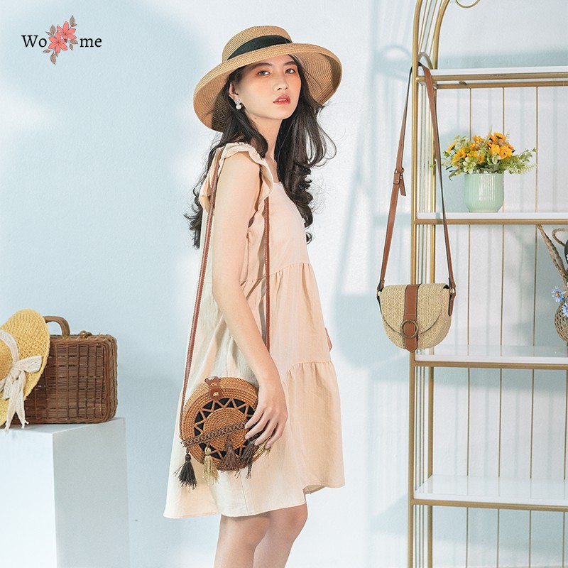 Váy đầm babydoll dáng dài xoè qua gối dự tiệc màu trắng đen be phong cách ulzzang WOME - VBDL2 | WebRaoVat - webraovat.net.vn