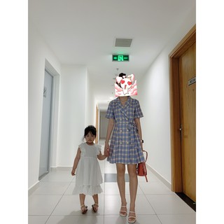 (girlxinhshop)- Đầm kẻ sọc xanh ( hình thật shop tự chụp )