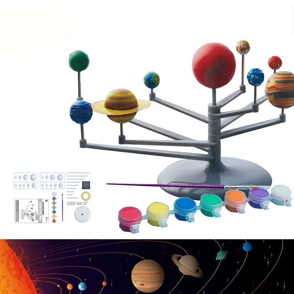 DOREEN Early Education Solar System Technology Learning Science Toys Model Toys Educational Toy Nine Planets Kids Gift For Child Assembly Planetarium DIY Toys