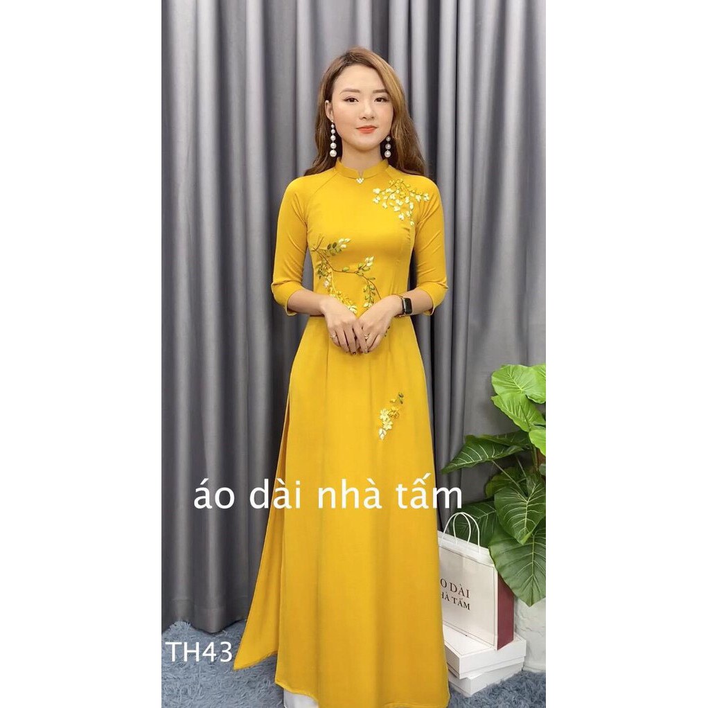 ❀❀▽ÁO DÀI THÊU DUY BĂNG LỤA CAO CẤP SIÊU ĐẸP NHÀ TẤM - MÃ TH43