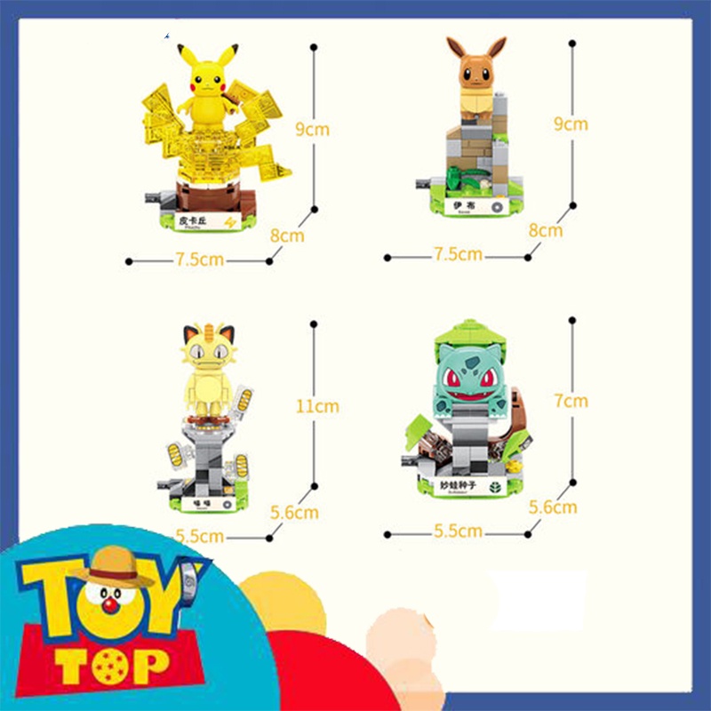 Đồ chơi lắp ráp Pokemon các mẫu Pikachu Eevee Meowth .. xếp hình Keeppley B0101 B0102 B0103