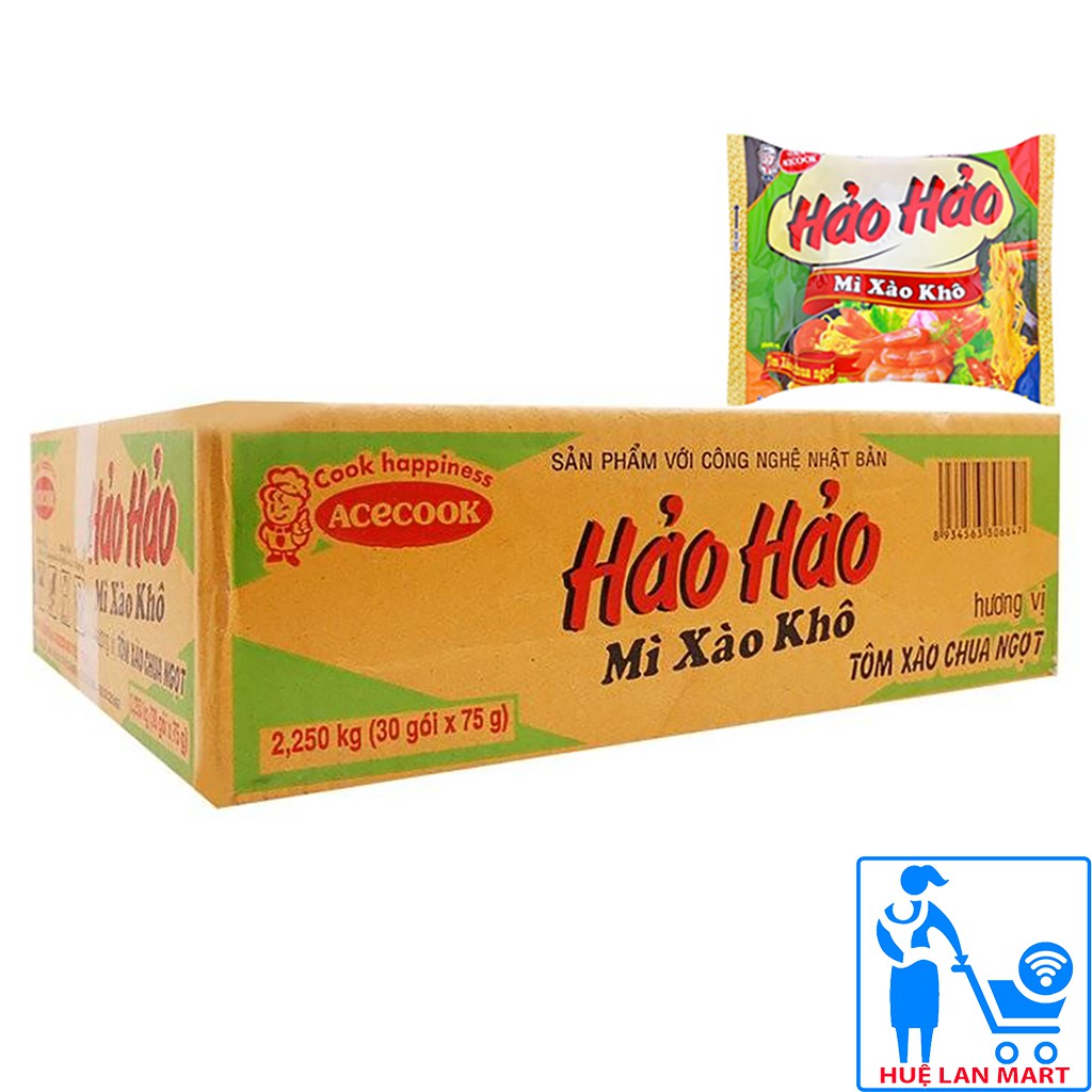 Mì Xào Khô Hảo Hảo Hương Vị Tôm Chua Ngọt Thùng 30 Gói x 75g