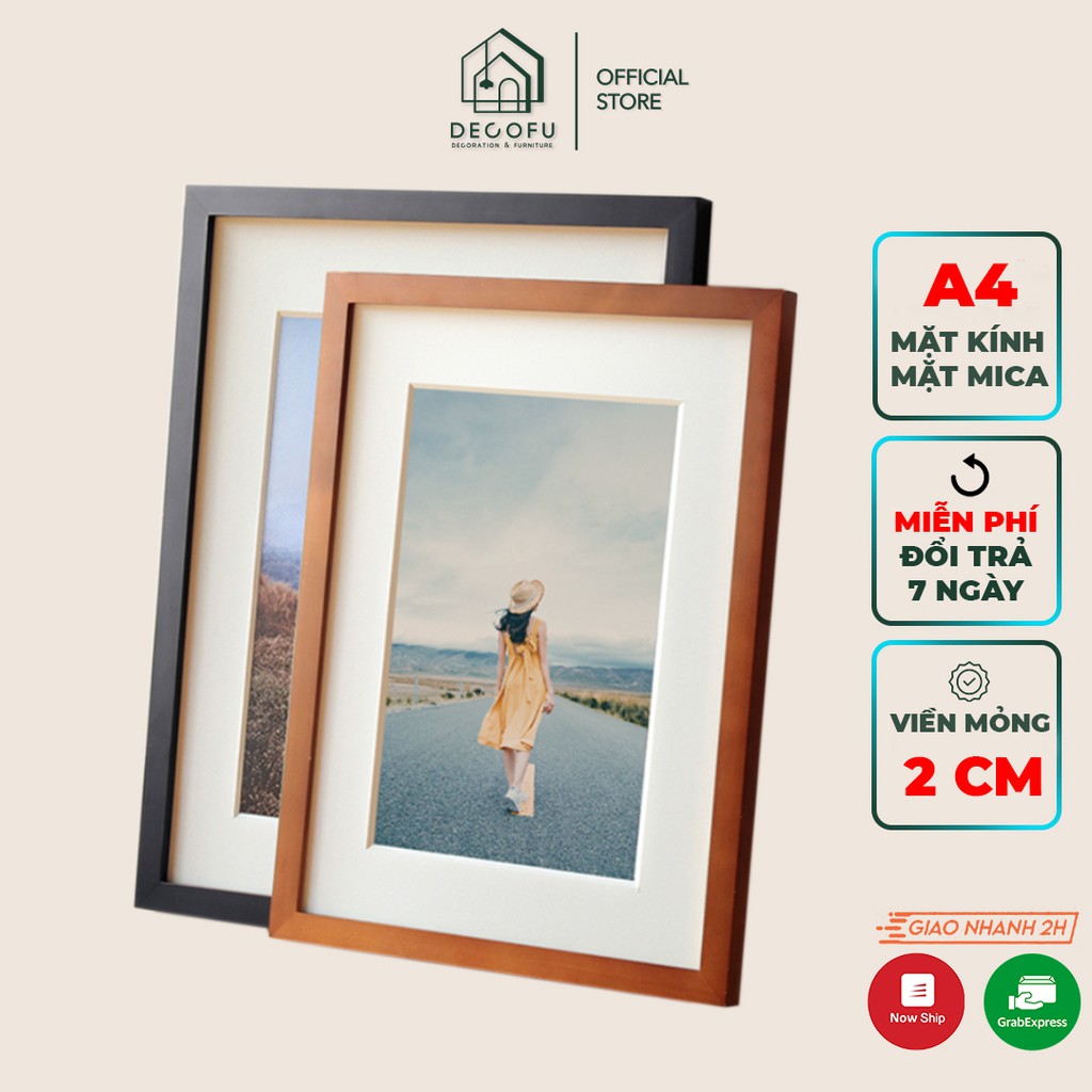 Khung tranh A4 Decofu, khung ảnh treo tường 21x30 viền trơn và giả gỗ các màu