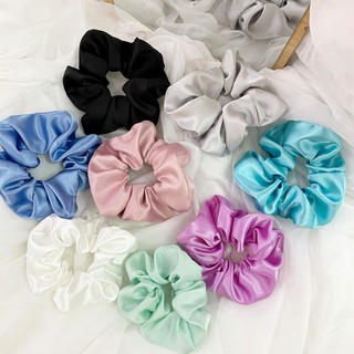 Cột Tóc Vải Scrunchies Buộc Tóc Vải Phi Trơn Bóng Loại Đẹp Hot Trend