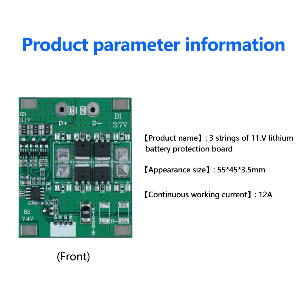 Bảng mạch sạc bảo vệ pin Li-ion Lithium 3S 11.1V 12A 18650 PCBFUN