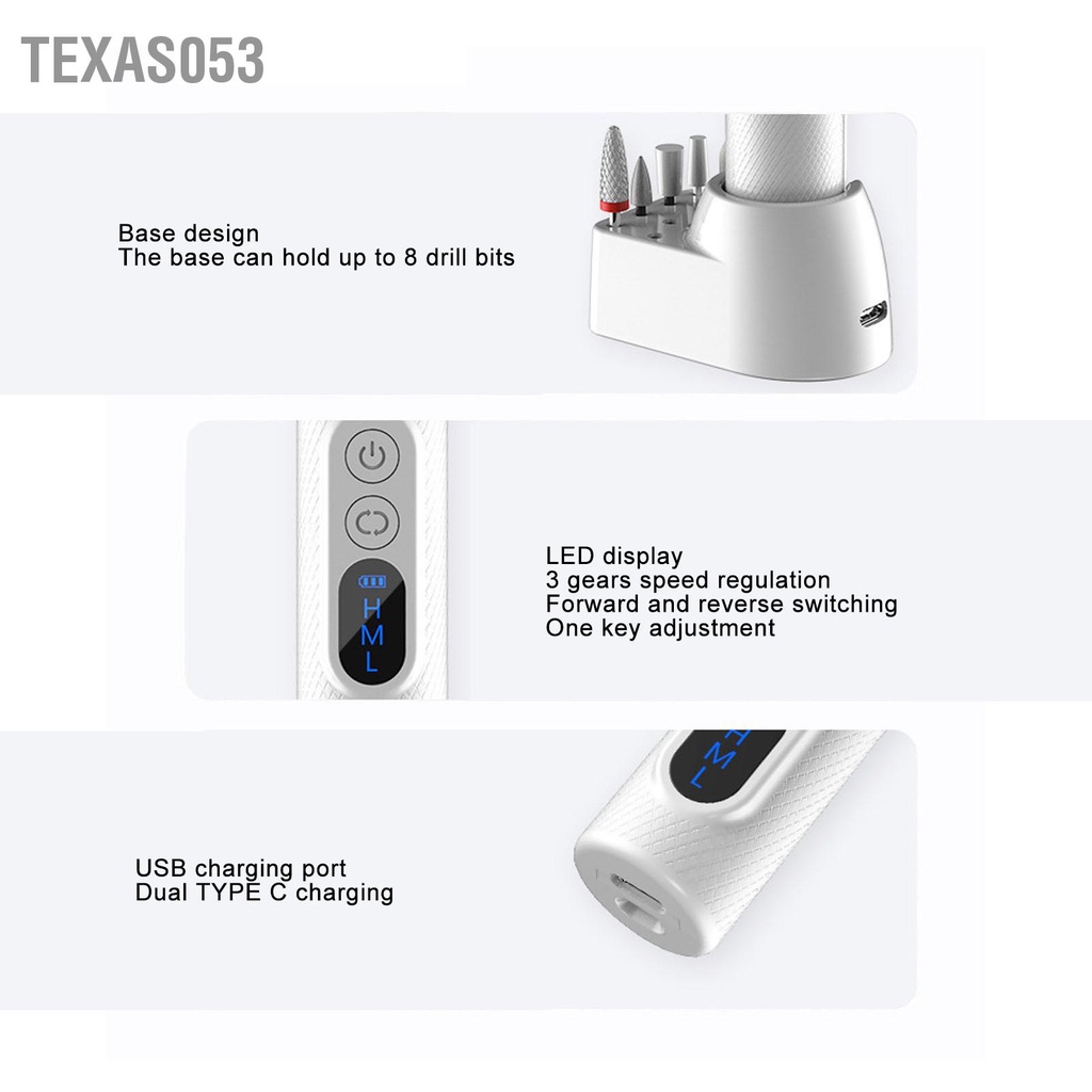 Máy Khoan Móng Tay 18000RPM Có Thể Sạc Lại Tiện Dụng