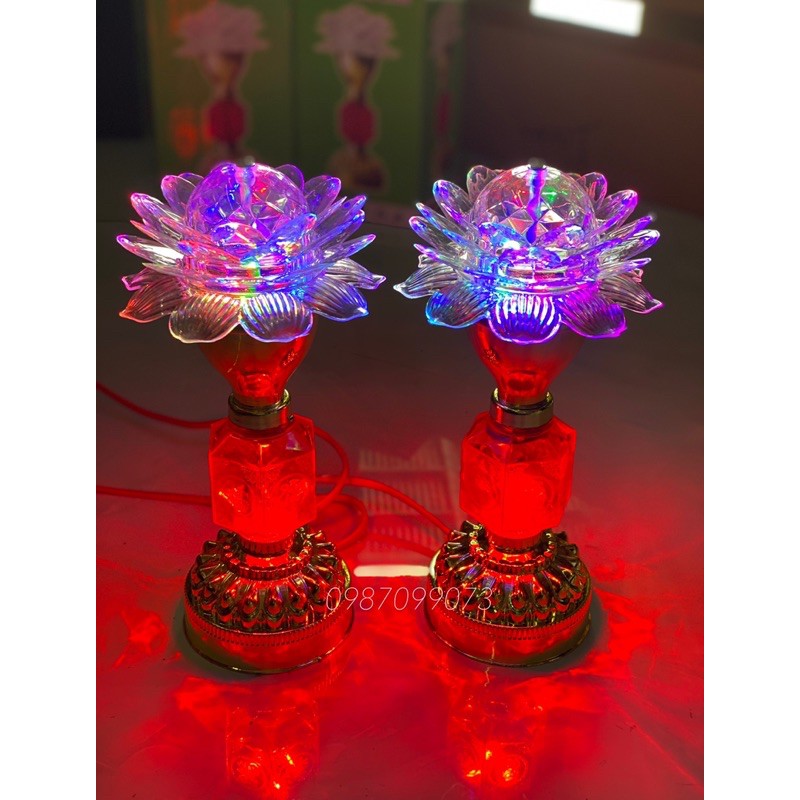 Đèn xoay hoa sen, đèn bàn thờ xoay kim minh giá bán/1 cái