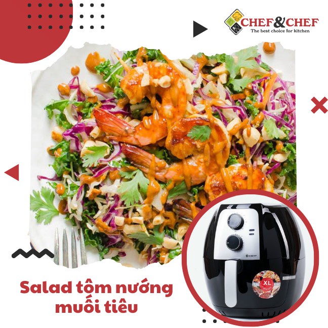 NỒI CHIÊN KHÔNG DẦU CHEF&amp;CHEF 7,7L vs 6,5L và 5,5L HÀNG CHÍNH HÃNG NỘI ĐỊA TRUNG BẢO HÀNH 12 THÁNG