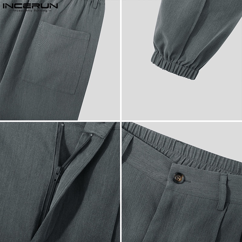 Quần dài ống rộng INCERUN màu trơn thoải mái phong cách thời trang cho nam