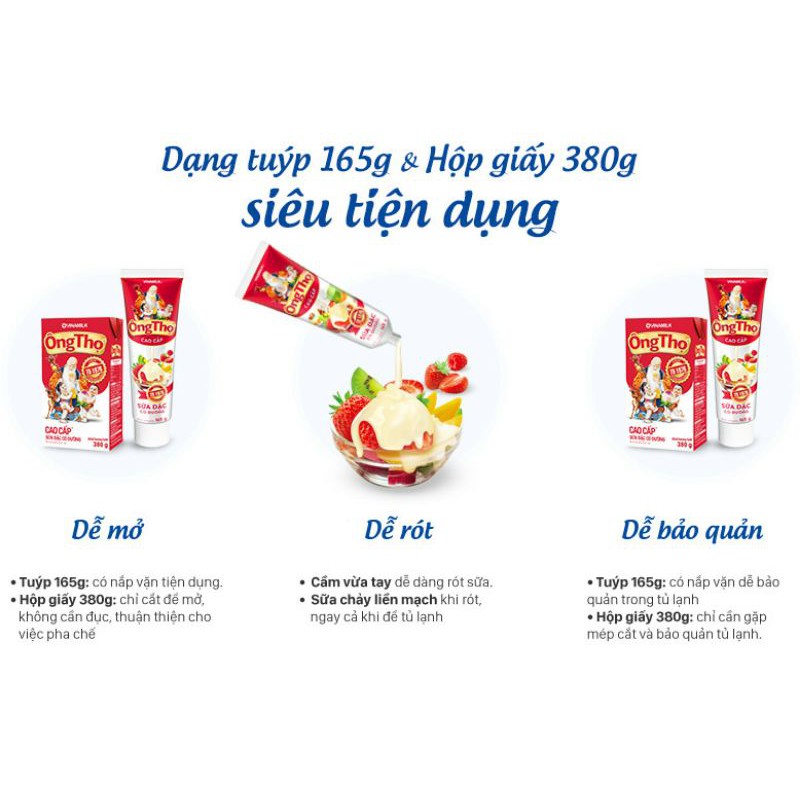 Sữa Ông Thọ Dạng Tuýp 165g Mẫu Mới Siêu Tiện Lợi