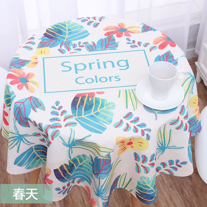 Khăn Trải Bàn Hình Tròn Bằng Vải Cotton Và Lanh Đơn Giản Phong Cách Bắc Âu