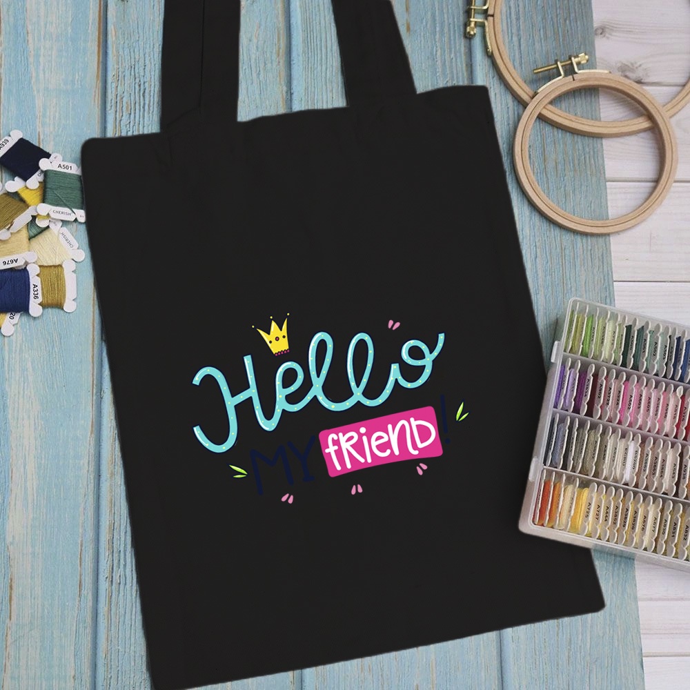 Túi vải, túi Tote (màu đen) FUNNY COLOR CARDS WITH QUOTE - Mẫu 1 vải canvas dày đẹp cho nữ có khóa miệng đi học đi chơi.