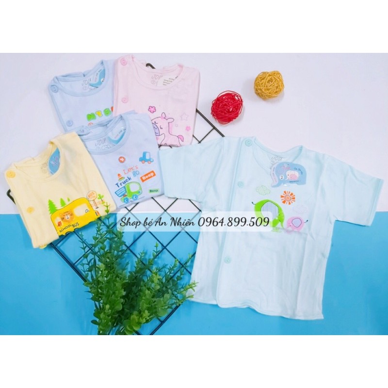 Hàng loại 1) Áo sơ sinh ngắn tay ,dài tay Cài Xéo Họa Tiết JOU, chất vải cotton 100% cao cấp mềm, mịn, thoáng mát