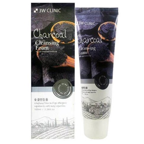 Sữa rửa mặt than hoạt tính làm sạch sâu 3W Clinic Charcoal Cleansing Foam 100ml