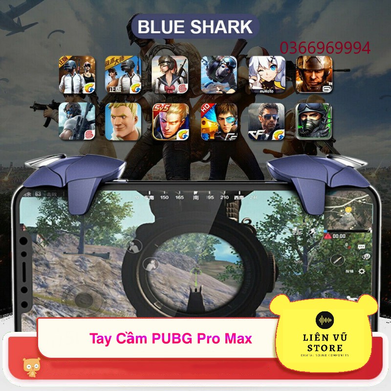 NÚT CHƠI GAME BẮN PUBG BLUE SHARK CAO CẤP KIM LOẠI Liên Vũ Store
