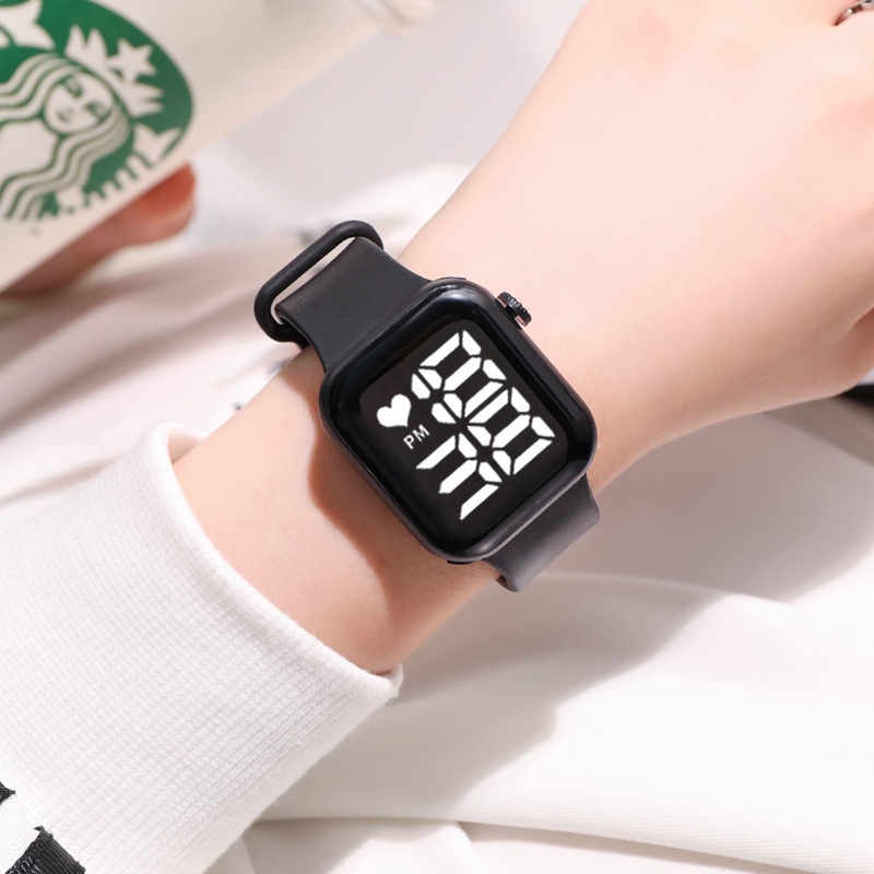 Mới Đồng Hồ Đeo Tay Điện Tử Mặt Vuông Có Đèn Led Thời Trang Cho Nam Và Nữ