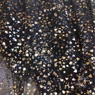 Vải Voan Lưới Tim Vàng Lấp Lánh Làm Nền chụp ảnh, may váy