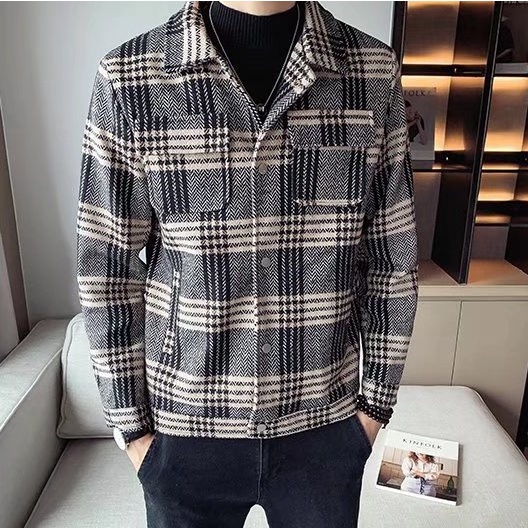 Áo Khoác Dạ Phối Kẻ Dành Cho Nam Chất Cực Dày Dặn Lịch Lãm Sang Trọng