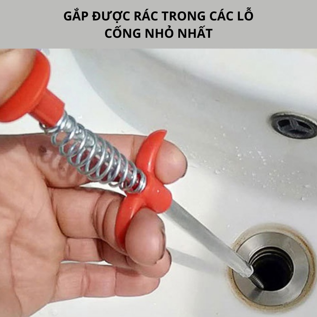 Cây gắp rác nạo vét cống đa năng inox không gỉ dài 0.9/1.6/3 Mét gắp rác đường cống lavabo