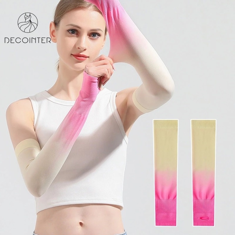 Vớ Ống Tay Làm Mát Bằng Vải Lụa Lạnh Màu Gradient Đơn Giản Bảo Vệ Cánh Tay Chống Tia UV Dành Cho Chơi Thể Thao Ngoài Trời Mùa Hè