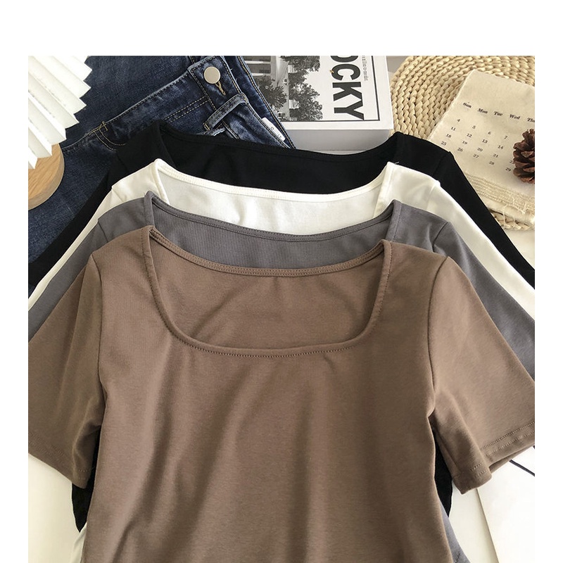 Áo Thun Tay Ngắn Dáng Cong Thời Trang Mùa Hè Hàng Mới 2023 Dành Áo croptop Áo tay phồng ngắn