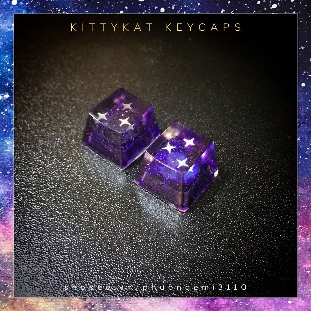 Keycap galaxy xuyên led ✨🌟 hiệu ứng sao trời lấp lánh (1 nút) - Keycaps universe handmade trang trí bàn phím cơ gaming
