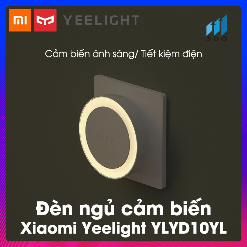 Đèn ngủ cảm ứng, đèn ngủ thông minh X.i.a.o.m.i Yeelight YLYD10YL cảm biến ánh sáng tự động bật tắt, hình tròn, 0.4W 3DO
