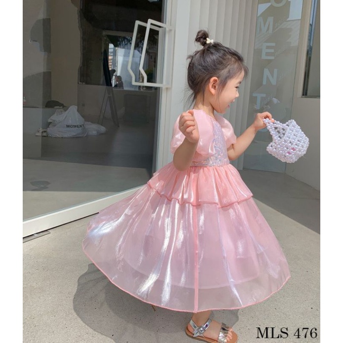 Đầm váy xòe công chúa cao cấp voan tơ mềm mại và thoáng mát haivanco cho bé gái 10 đến 40 kg đi học đi chơi đều đẹp