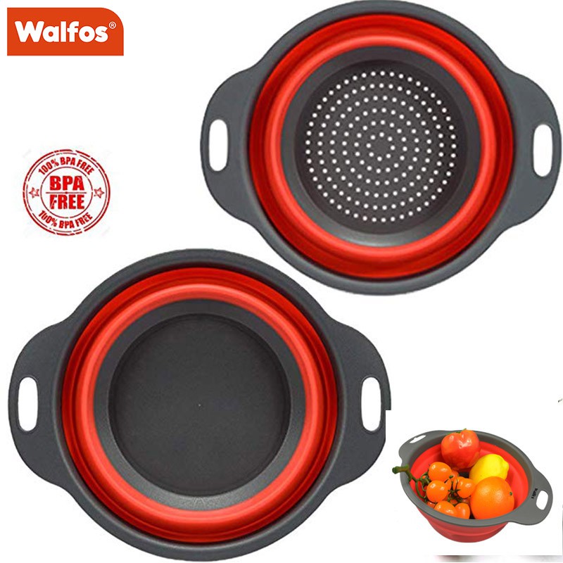 Rổ Silicone Walfos Đựng Trái Cây Rau Củ Có Thể Gập Gọn 4 Màu Tùy Chọn