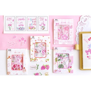 Bộ Hình Dán Sticker Series Thế Giới Màu Hồng 40 miếng dán trang trí tranh vẽ, sổ tay, planner