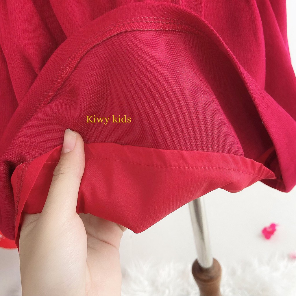 Váy đỏ bé gái Kiwy Kids màu đỏ nổi bật dáng xòe điệu đà Kids66-74 cho bé từ 1 đến 8 tuổi