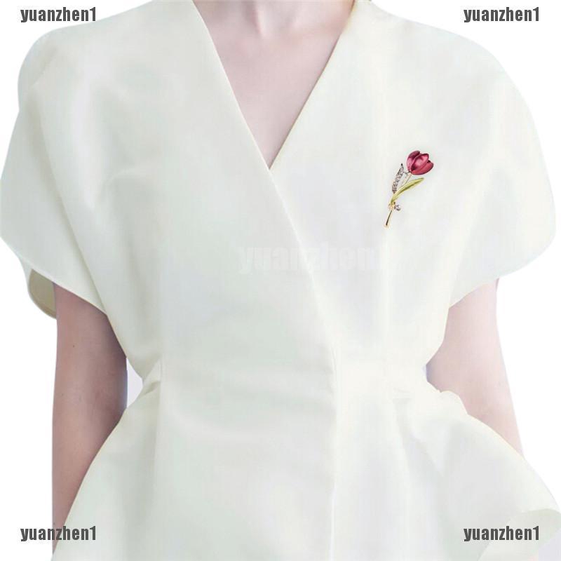 Ghim Cài Áo Hình Hoa Tulip Đính Đá Pha Lê Thanh Lịch