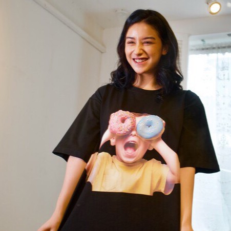 Áo thun nữ ADLV unisex đủ mẫu DONUTS,áo thun form rộng tay lỡ cá tính , BLACK56