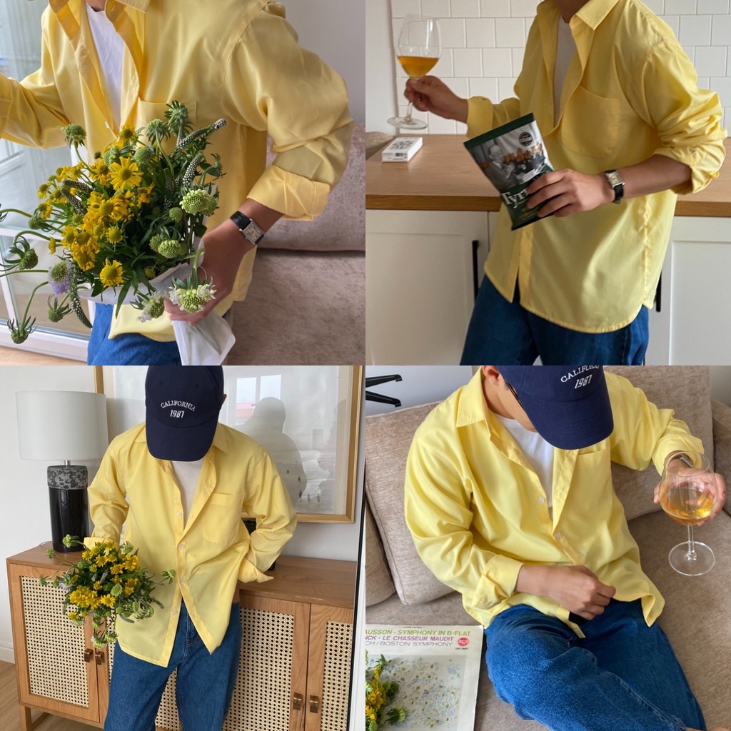 ÁO SƠ MI NAM - HEE BY OHI - Màu Vàng Cotton Chống Nhăn (heebyohi)