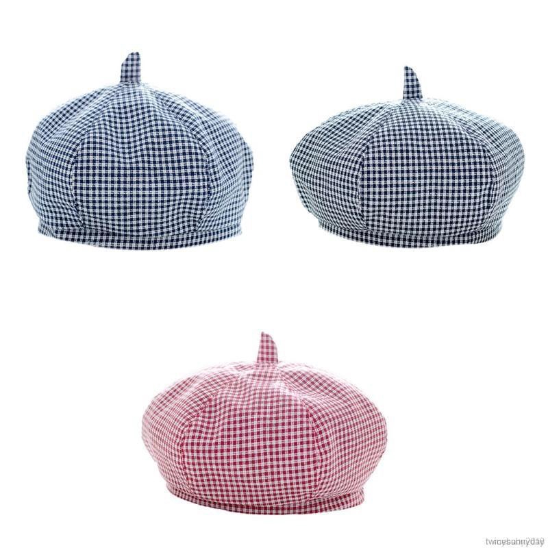 My Baby  Nón Beret Họa Tiết Ca Rô Phong Cách Cổ Điển Xinh Xắn Dành Cho Các Bé