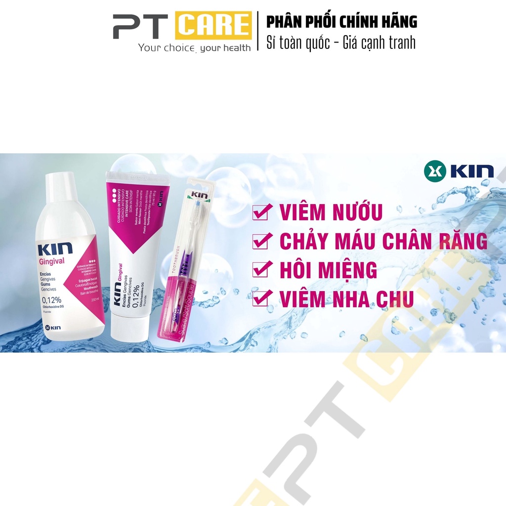 PT CARE | Combo Nước Súc Miệng Và Kem Đánh Răng Kin Gingival 250ml/75ml Ngăn Ngừa Viêm Nướu