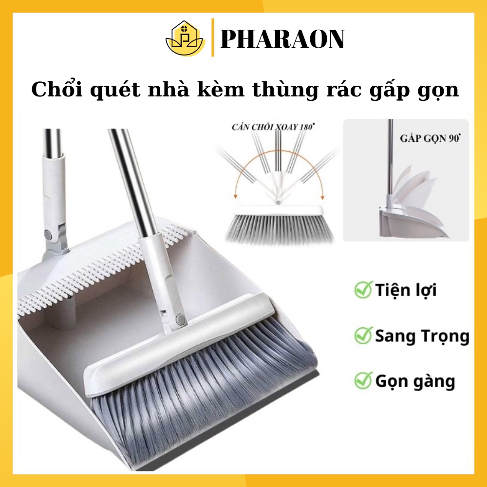 Bộ Chổi Quét Nhà Gấp Gọn Thông Minh Kèm Hót Rác Gấp Gọn - Dung