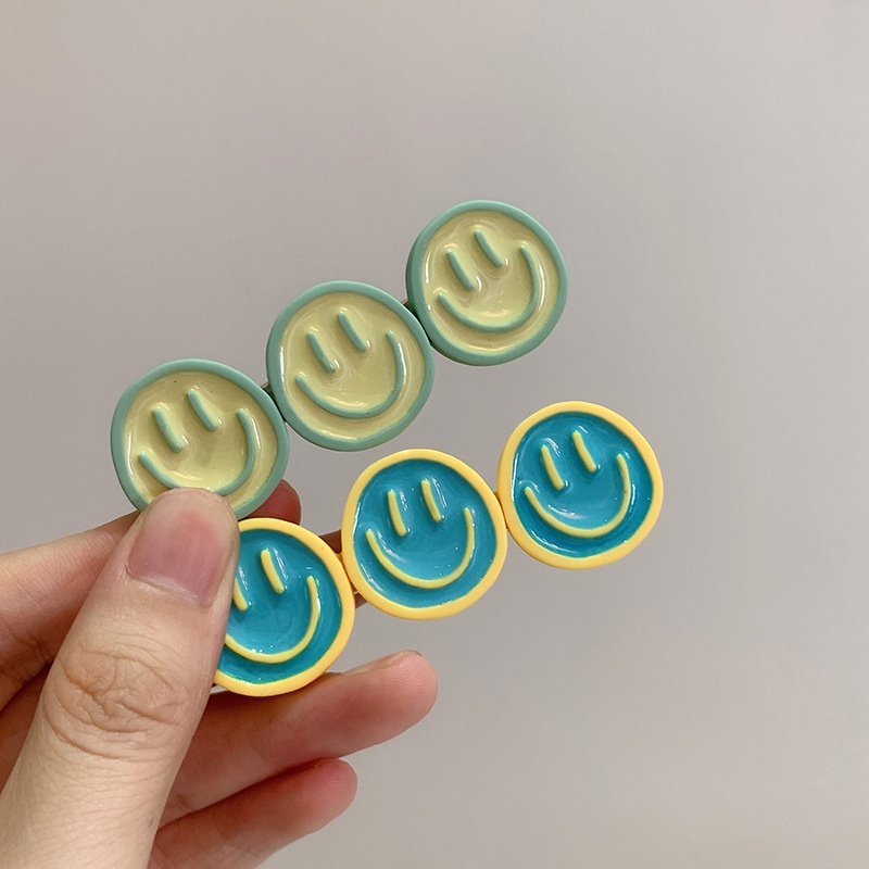 Kẹp Tóc Màu Kẹo Hình Mặt Cười Đơn Giản Ngọt Ngào Dễ Thương Phong Cách Hàn Quốc Cho Nữ
