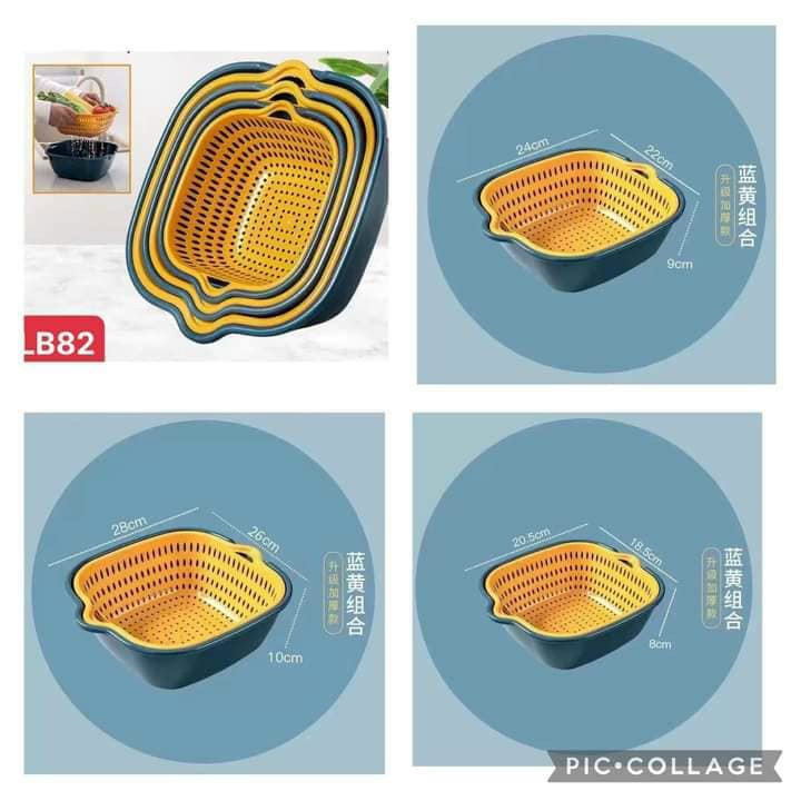 Combo Rổ 6 Món, 3 THAO 3 Rổ Nhựa PP Siêu Cứng, Siêu Bền