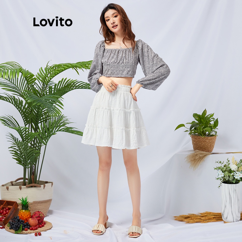 Váy xếp nếp Lovito màu trắng dễ thương L11D31
 | BigBuy360 - bigbuy360.vn