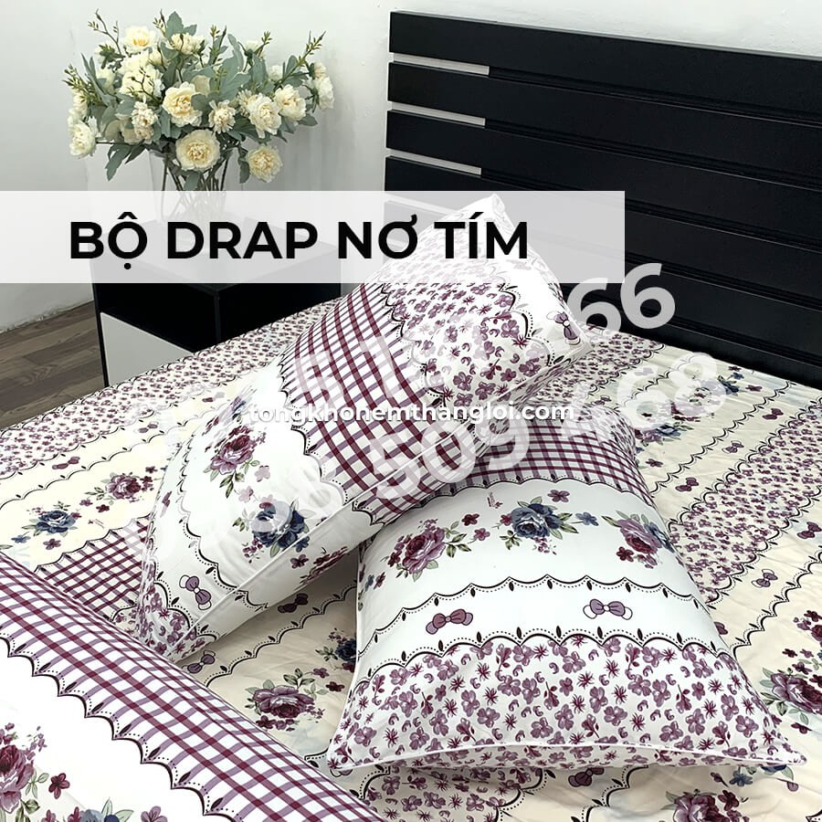 [Ảnh Thật] Dây Tím - Bộ Drap Cotton 4 món Thắng Lợi Chính Hãng