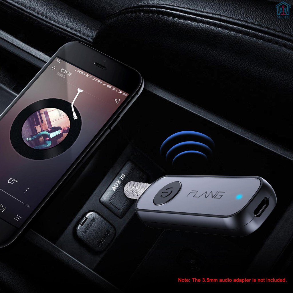 Bộ thu Bluetooth 5.1 FLANG GS1 không dây BT 5.1 tích hợp micro chuyển đổi âm thanh trên ô tô