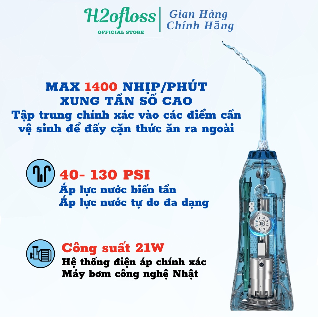 Máy Tăm Nước, Tăm Nước H2ofloss HF- 9P Chống Thấm Nước, Chính Hãng Phiên Bản 2022