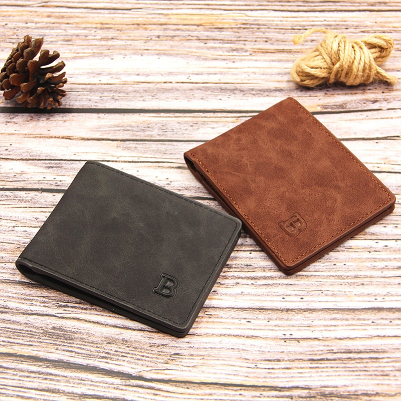 Ví Da PU Gập Đôi Phong Cách Vintage Cho Nam Giá Đỡ