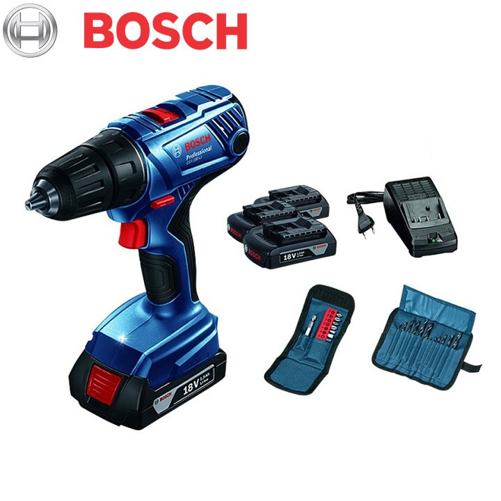 Máy khoan vặn vít dùng pin Bosch GSR 180-LI + Bộ phụ kiện Mới