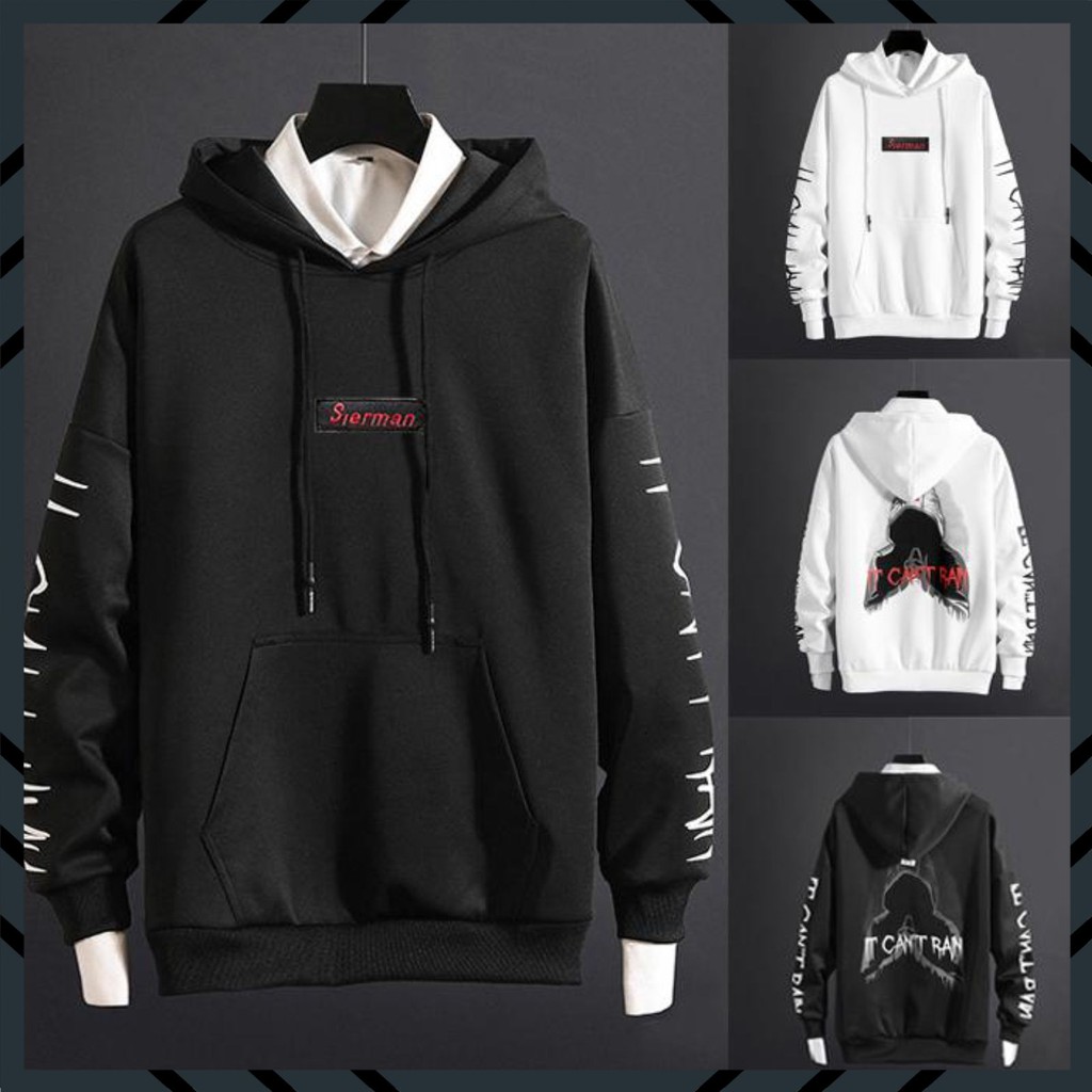 ÁO HOODIE NÓN CHUI TRÙM ĐẦU NAM NỬ CHẤT VẢI NỈ POLY HÀNG FREESIZE 1 CỠ FORM DÁNG RỘNG DƯỚI 65KG MẶC VỪA(SIERMAN)