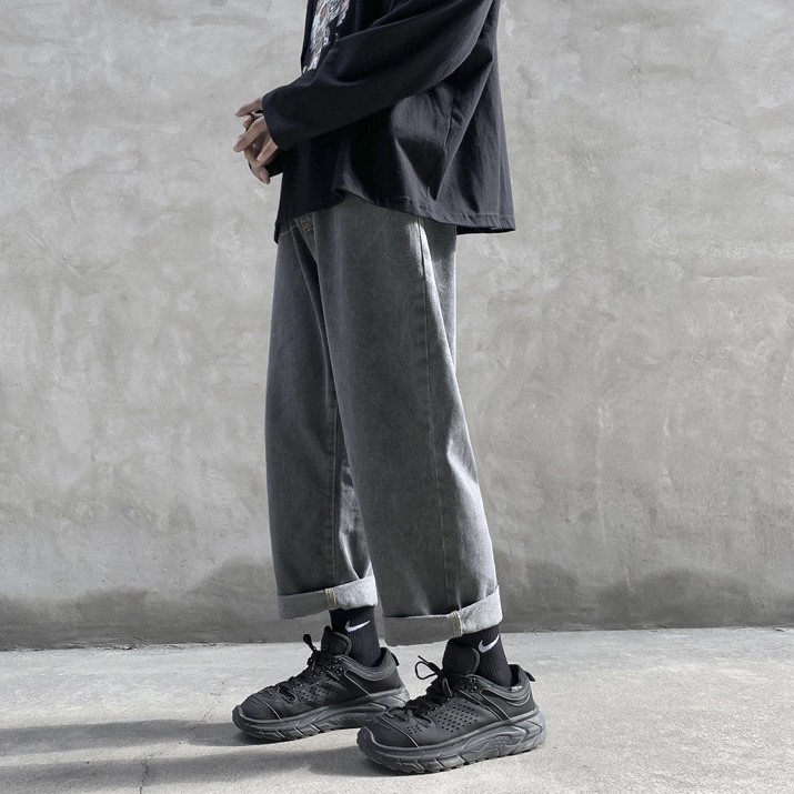 [Hàng có sẵn] Quần Jean Trơn Dáng Gọn Phong Cách Unisex Lưng Thun Dễ Phối Đồ