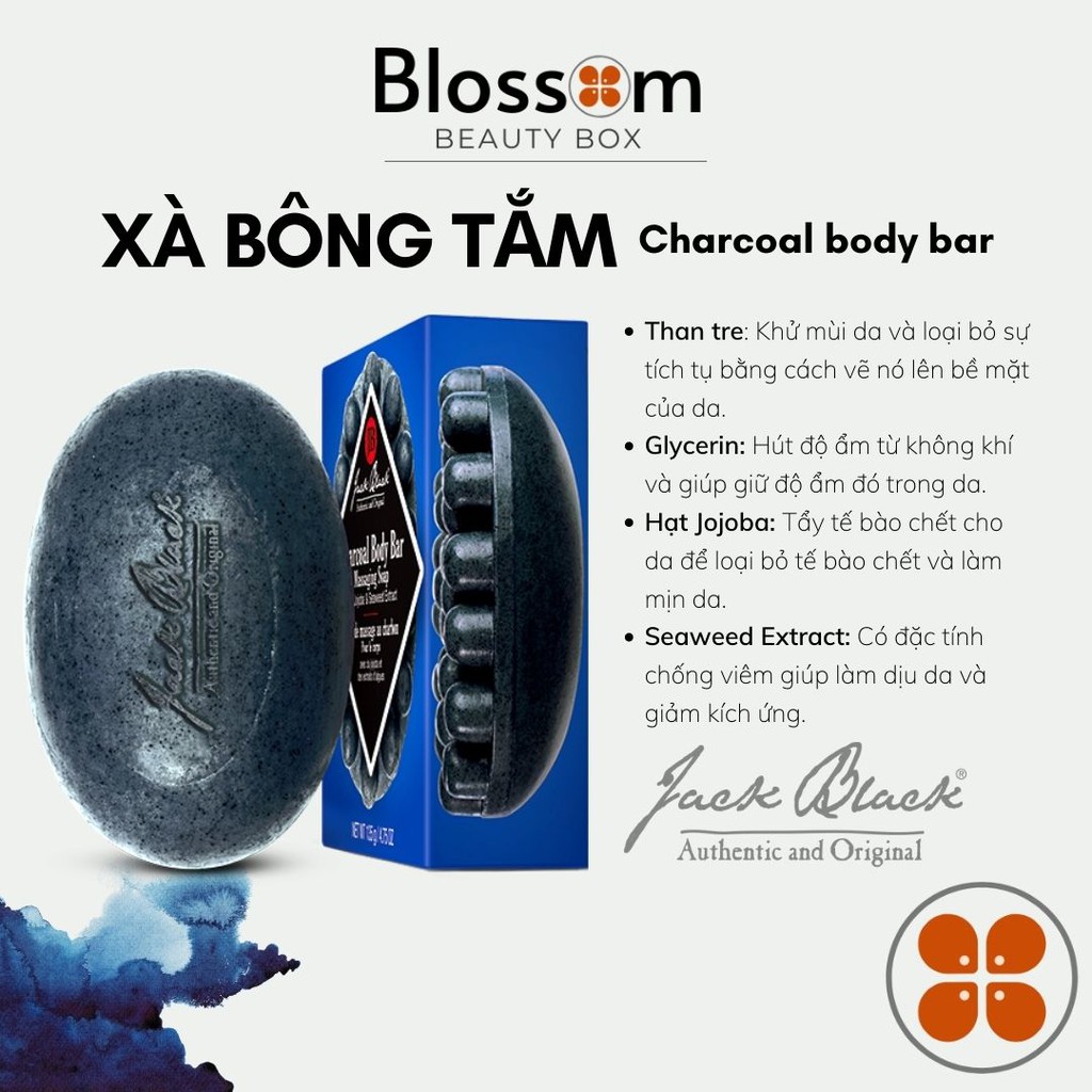 [unbox] Xà phòng tắm cho Nam than hoạt tính hỗ trợ giảm mụn lưng JACK BLACK Charcoal Body Bar