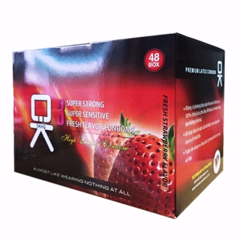 Hộp bao cao su OK Hương Dâu _ 144 cái - BX2423